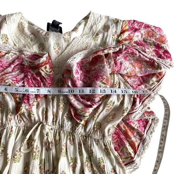 Angie Women's Border Print Dress Size S Boho Western Fairycore Floral - Picture 11 of 12